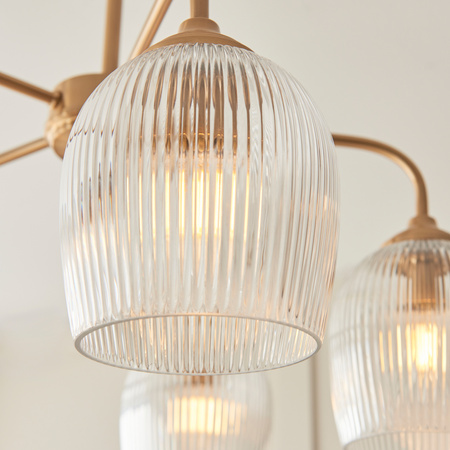 Ashcroft Ribbed 5 Pendant Light Brushed Aged Brass