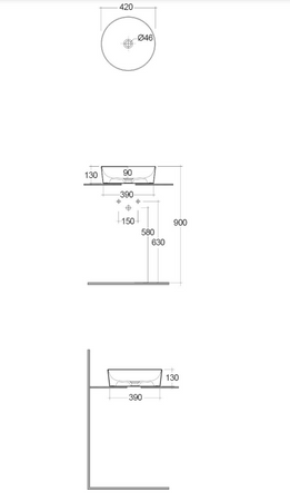 RAK Ceramics BATU Umywalka slim nablatowa okrągła 42 cm Mica White