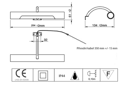 ANDREA LED oświetlenie ścienne, 5 W, 284x32x134 mm, chrom