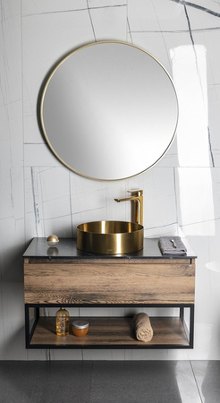 SKARA szafka pod umywalkę 70x50x45cm, czarny mat/dąb collingwood