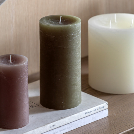 Pillar Candle Rustic Olive (2pk) 90x90x180mm