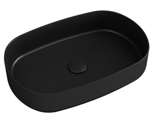 INFINITY OVAL umywalka ceramiczna nablatowa, 55x36cm, czarny mat