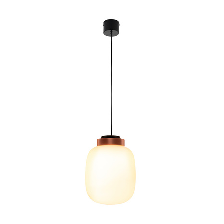 Lampa wisząca BOOM 25 cm - LED, klosz biały, wykonczenie miedziane