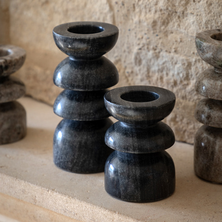 Azuaga Marble Candlestick Grey S/2 100/150mm