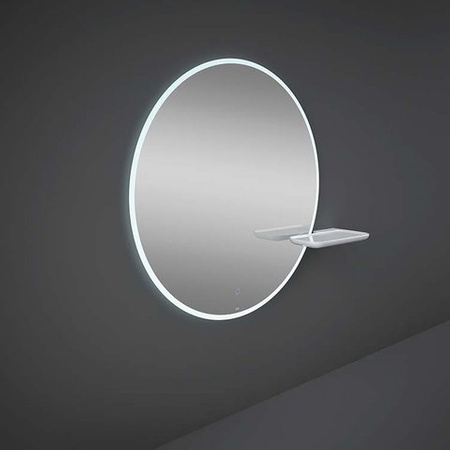 VALET Ceramiczna półka 39,5x20,5 cm do lustra okrągłego JOY prawa biały połysk