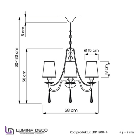 KLASYCZNY ŻYRANDOL KRYSZTAŁOWY CHROMOWANY FABIONE W4