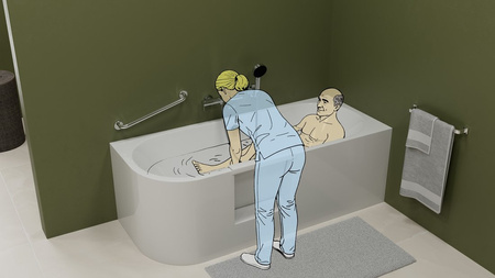 PORTAS R asymetryczna wanna z drzwiami, 180x75x60cm, biały