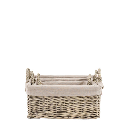 Rama Lined Baskets Natural S/3 470x330x200mm