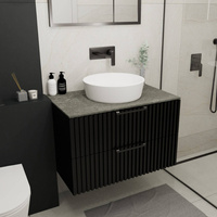 WOODEN Szafka wisząca Czarny Mat dwie szufladu 100 cm z blatem Graffite