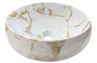 Vitruvit River ceramiczna umywalka nablatowa owalna 40,5 x 36,5 cm Calacatta Oro Marble (wyprzedaż ekspozycyjna)