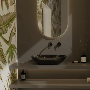 Vitruvit MILD ceramiczna umywalka nablatowa owalna 58 cm czarny połysk (wyprzedaż ekspozycyjna)