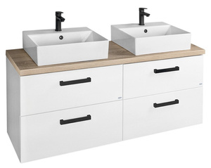 VEGA zestaw łazienkowy, szerokosć 125 cm, biały/dąb platin