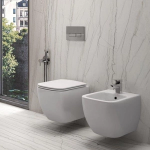 Zestaw METROPOLITAN Miska WC podwiesz. Rimless & deska WC slim W/O biały połysk