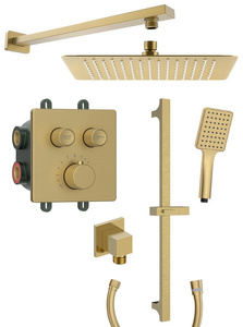 SMART SELECT zestaw prysznicowy podtynkowy z baterią termostatyczną, 2 wyjścia, przesuwny uchwyt prysznicowy, złoto mat