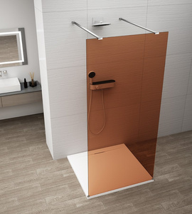 ESCA CHROME jednoczęściowa kabina przysznicowa Walk-In, szkło Marron, 1400 mm