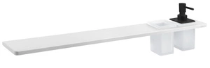 ABELINE półka, kubek + dozownik mydła/czarny, 800mm, Rockstone, biały mat