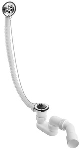 Zestaw odpływowy do wanny z korkiem na łańcuszku, L-700mm, DN40/50, stal nierdzewna polerowana