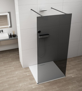 ESCA BLACK MATT jednoczęściowa kabina przysznicowa Walk-In, szklo dymione, 1100 mm