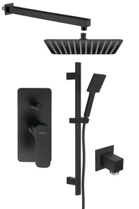 SPY zestaw prysznicowy podtynkowy z baterią podtynkową, 2 wyjścia, czarny mat
