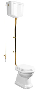 RETRO misa WC ze zbiornikiem, tylny odpływ, biały-brązowy