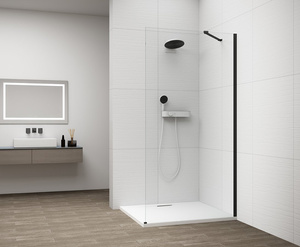 ESCA BLACK MATT jednoczęściowa kabina przysznicowa Walk-In, montaż przy ścianie, szkło czyste, 1200 mm