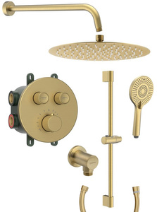 SMART SELECT zestaw prysznicowy podtynkowy z baterią termostatyczną, 2 wyjścia, przesuwny uchwyt prysznicowy, złoto mat