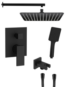 CUBEMIX zestaw prysznicowy z baterią podtynkową, 2 wyjścia, przyłącze kątowe, czarny mat