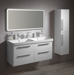 THEIA 120 zestaw łazienkowy, umywalka podwójna, biały