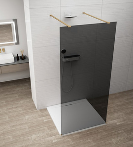 ESCA GOLD MATT jednoczęściowa kabina przysznicowa Walk-In, szklo dymione, 1100 mm