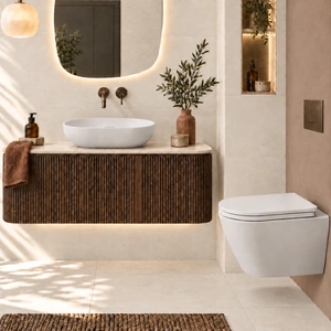 Zestaw RESORT FEELING umywalka nablatowa, Korek klik klak, Miska i Deska WC biały mat (500)