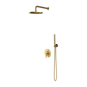 Y system prysznicowy podtynkowy, złoty połysk