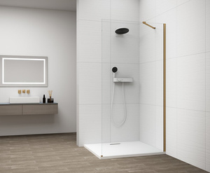 ESCA GOLD MATT jednoczęściowa kabina przysznicowa Walk-In, montaż przy ścianie, szkło czyste, 1400 mm