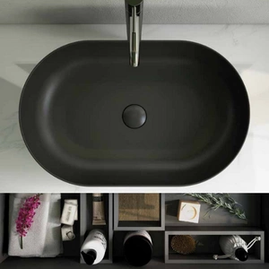 FEELING Umywalka slim nablatowa owalna 55x35 cm czarny mat (504) z Wadą