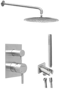 MINIMAL zestaw prysznicowy z baterią podtynkową, 2 wyjścia, stal nierdzewna mat