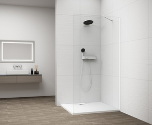 ESCA WHITE MATT jednoczęściowa kabina przysznicowa Walk-In, montaż przy ścianie, szkło czyste, 1200 mm