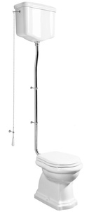 RETRO misa WC ze zbiornikiem, dolny odpływ, biały-chrom