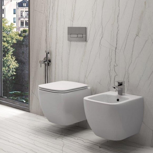 Zestaw METROPOLITAN Miska WC podwiesz. Rimless & deska WC slim W/O biały połysk