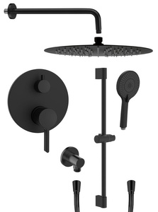 ICONIC zestaw prysznicowy z baterią podtynkową, 2 wyjścia, przesuwny uchwyt prysznica, czarny mat
