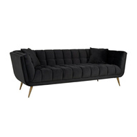 RICHMOND sofa HUXLEY ANTRACIET - welur, szczotkowane złoto