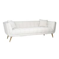 RICHMOND sofa HUXLEY BOUCLE - biała, szczotkowane złoto