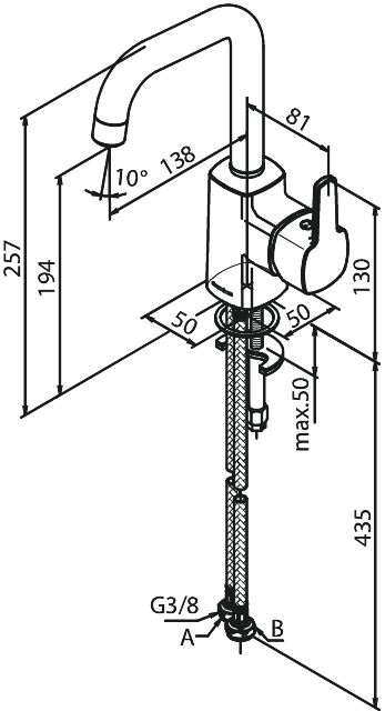 Bateria umywalkowa stal pvd