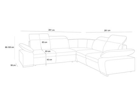 Narożnik CONTINENTAL M z funkcją spania - I grupa tkanin