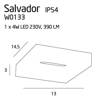 MAXLIGHT W0133 KINKIET SALVADOR IP54, 1 x 4W